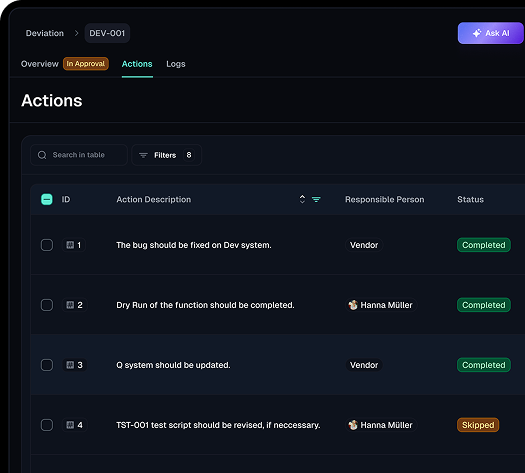 End-to-end traceability in regulated systems