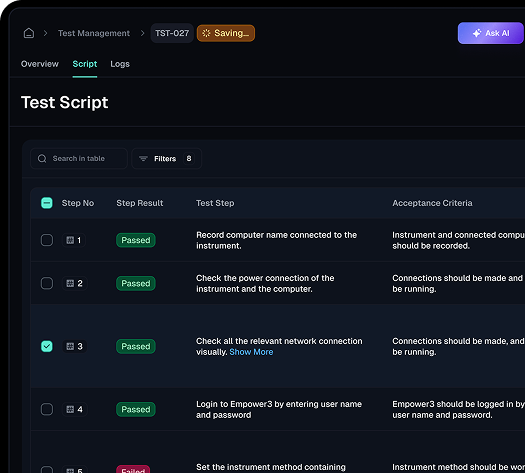 Test management process