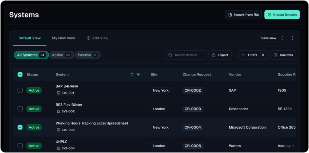 Detailed view of Validfor platform features
